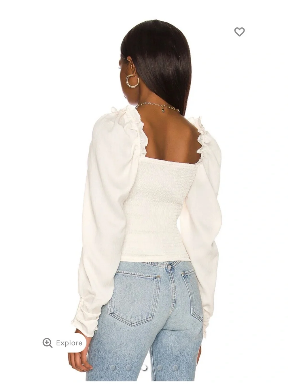 Astr the Label‎ Cream Puff-Sleeve Square Neck Top Size Small